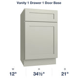 Shaker-Moss Vanity 1 Drawer 1 Door Base