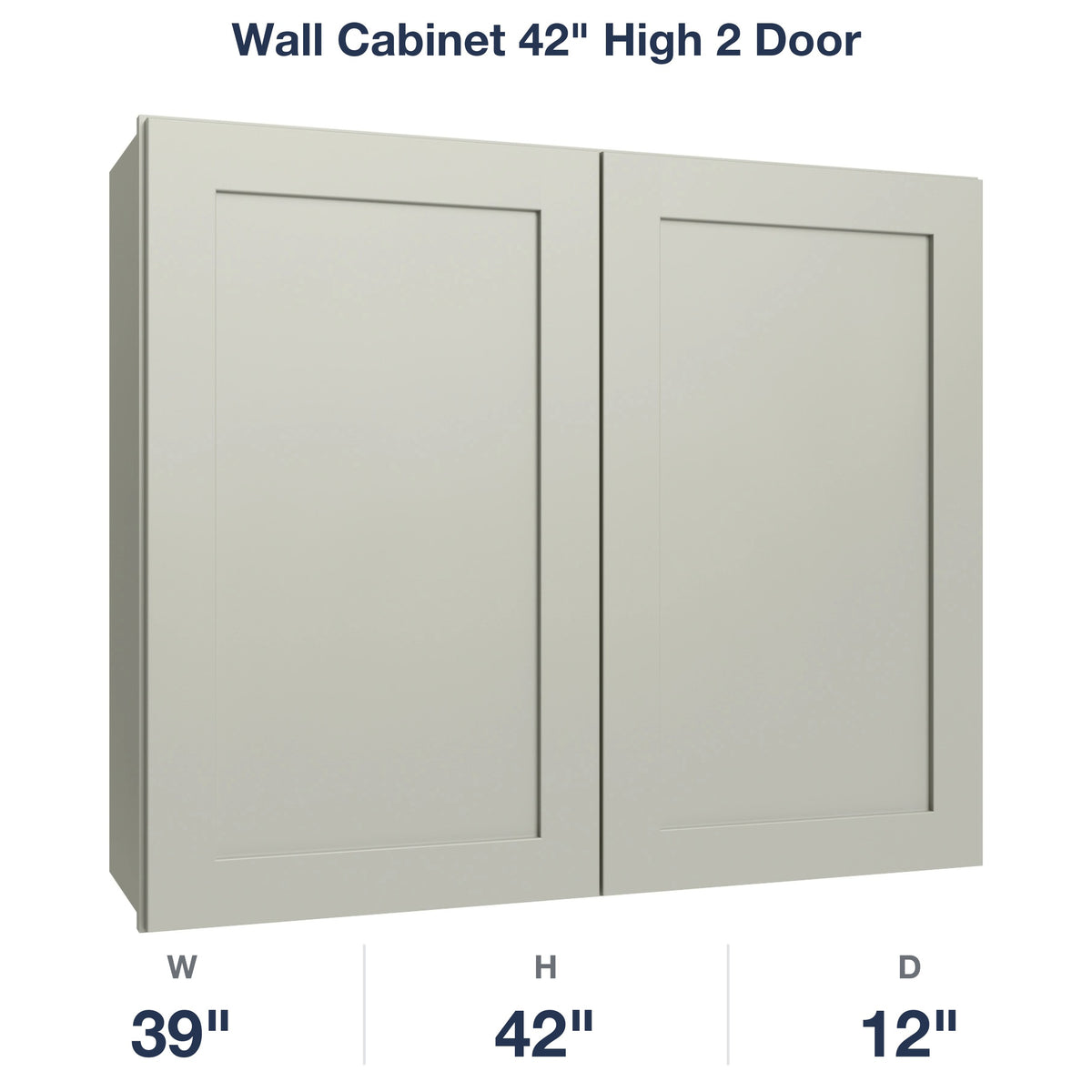 Shaker-Moss Wall Cabinet 42" High 2 Door