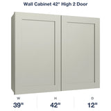 Shaker-Moss Wall Cabinet 42" High 2 Door
