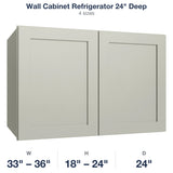 Shaker-Moss Wall Cabinet Refrigerator 24" Deep