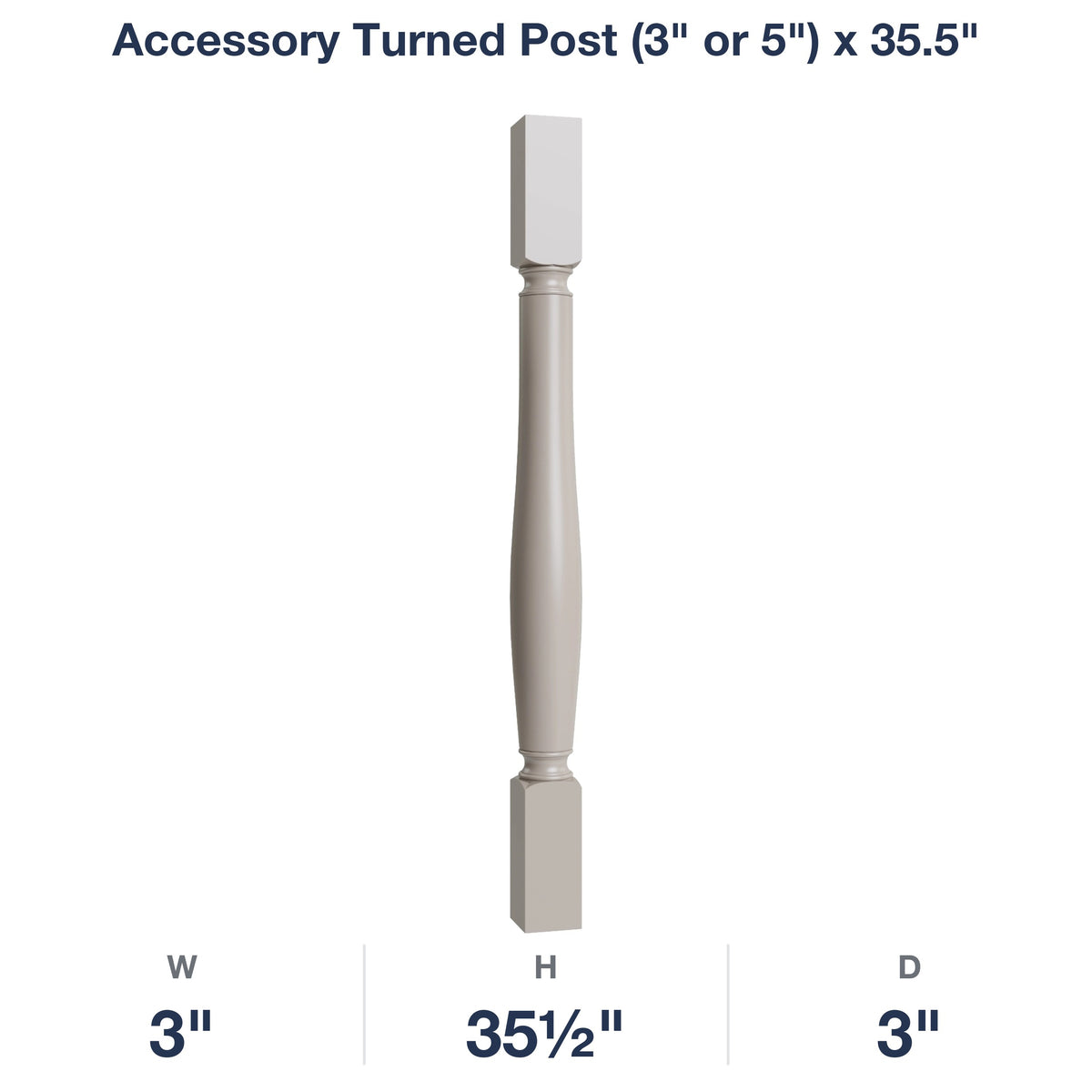 Shaker-Sand: Accessory Turned Post (3" or 5") x 35.5"