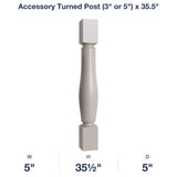 Shaker-Sand: Accessory Turned Post (3" or 5") x 35.5"