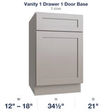 Shaker-Sand Vanity 1 Drawer 1 Door Base
