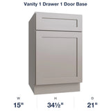 Shaker-Sand Vanity 1 Drawer 1 Door Base