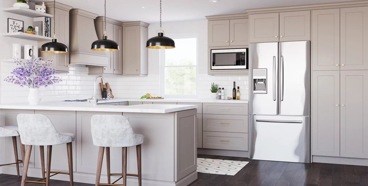 Premier Shaker Sand kitchen cabinets u shaped peninsula