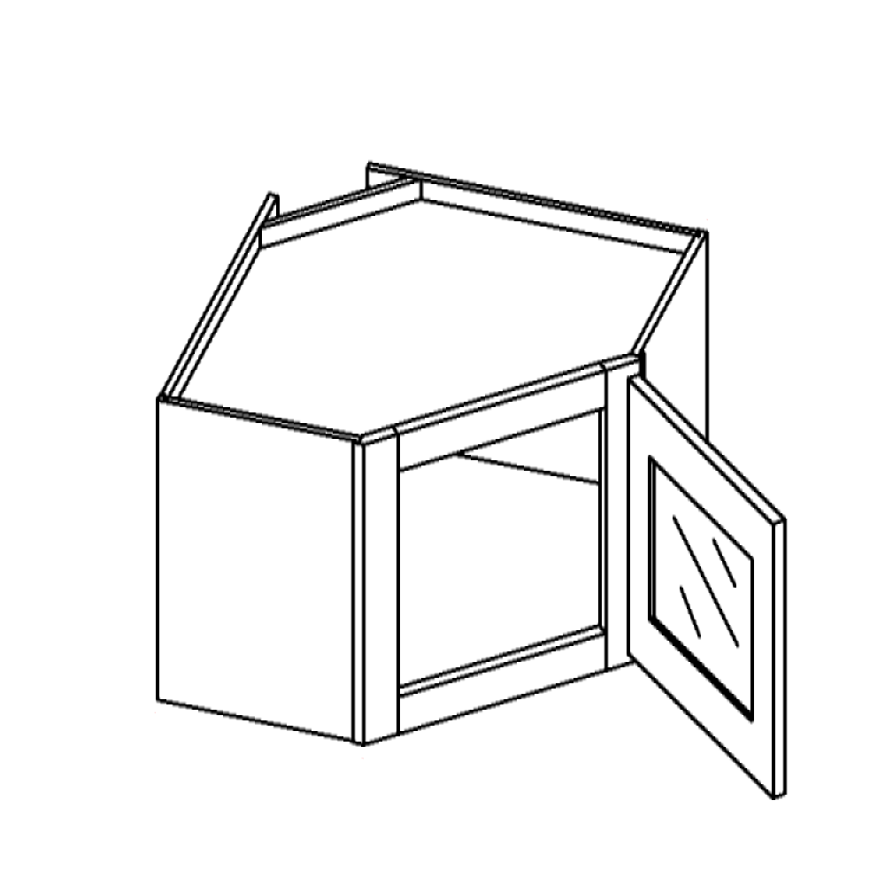  Wall Corner Stacker Diagonal 1 Door Cabinet Routed for Glass