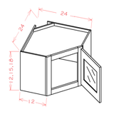Wall Corner Stacker Diagonal 1 Door Cabinet Routed for Glass