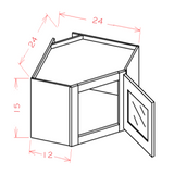  Wall Corner Stacker Diagonal 1 Door Cabinet Routed for Glass