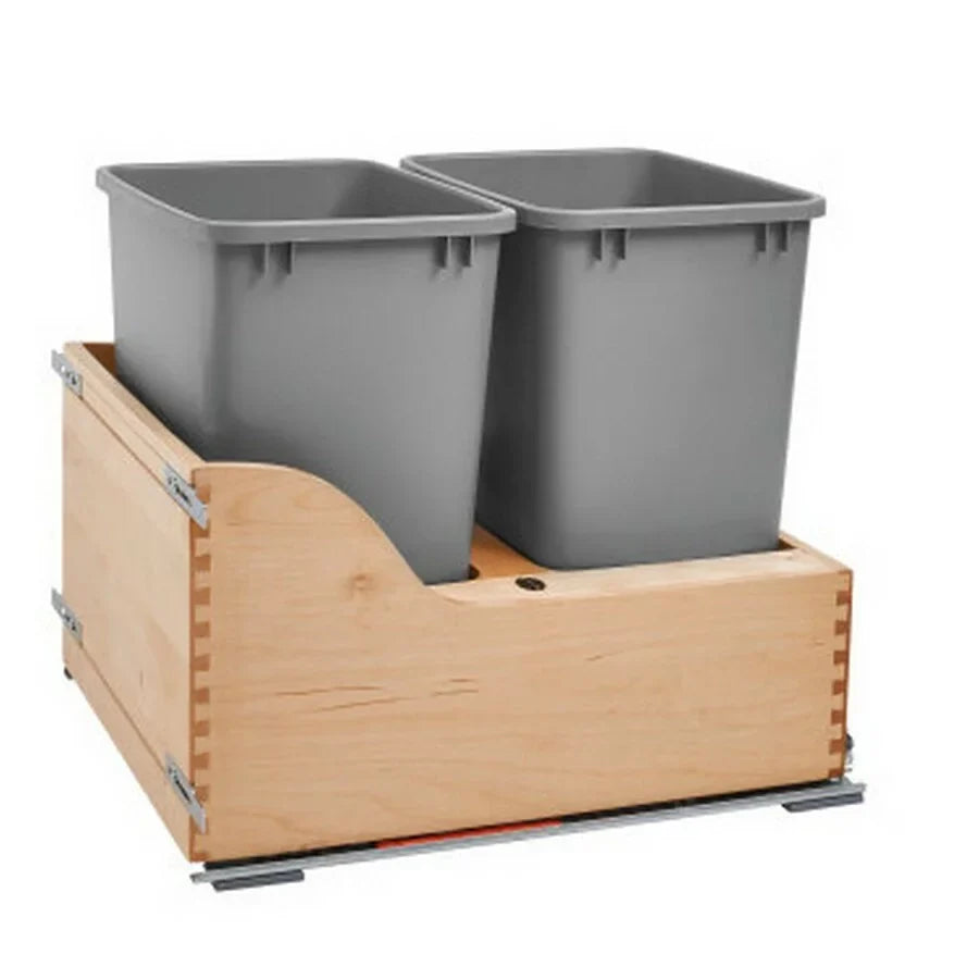 Devon-Walnut Base Cabinet Trash Can 1 Drawer Pullout 15" - 18" Wide