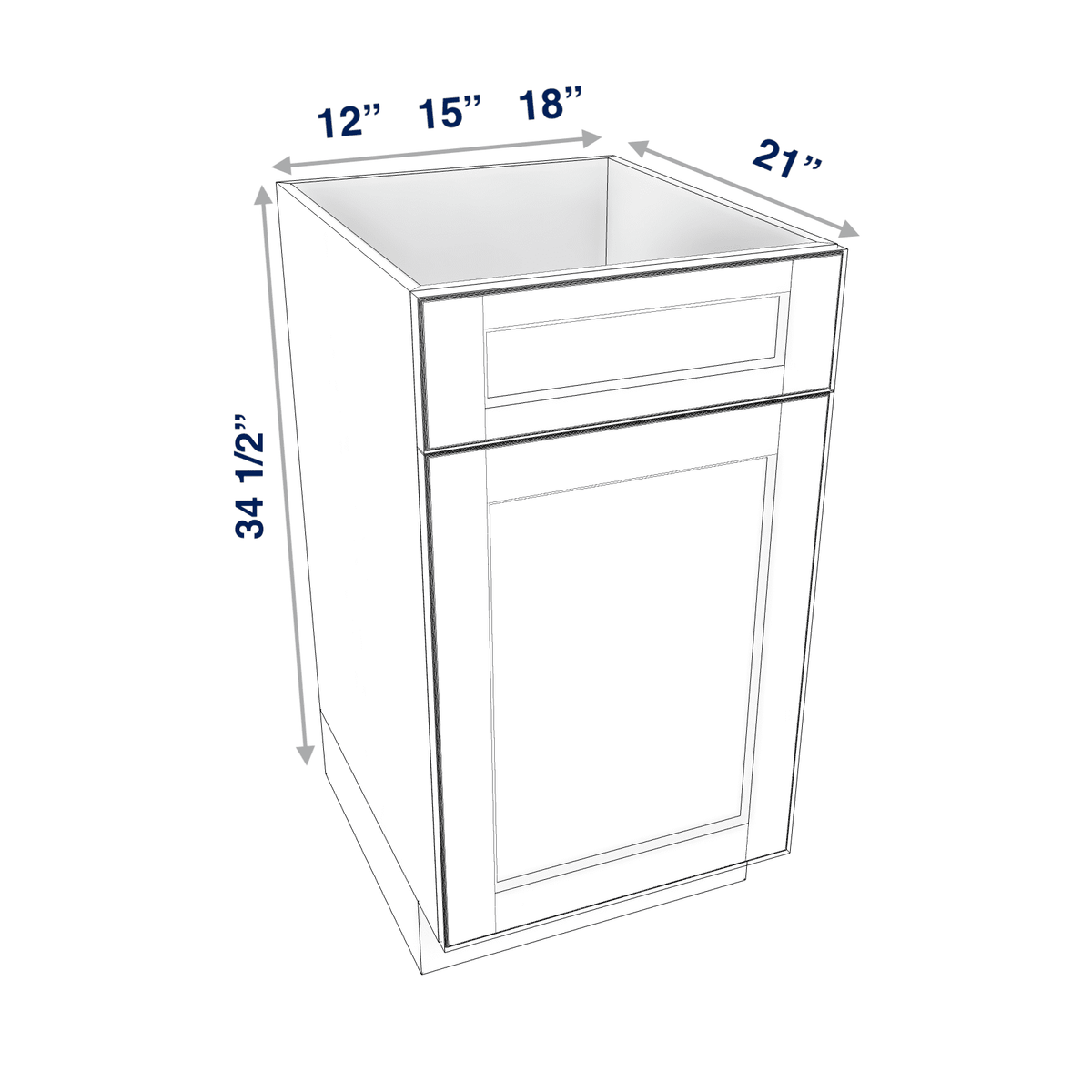 Smoky-Grey Assembled Vanity Base Cabinet 1 Door 1 Drawer