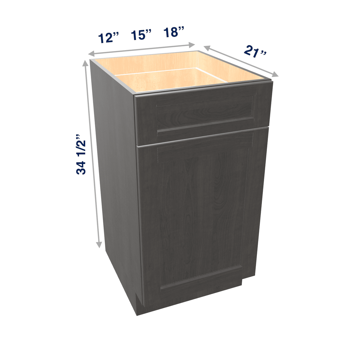 Smoky-Grey Assembled Vanity Base Cabinet 1 Door 1 Drawer
