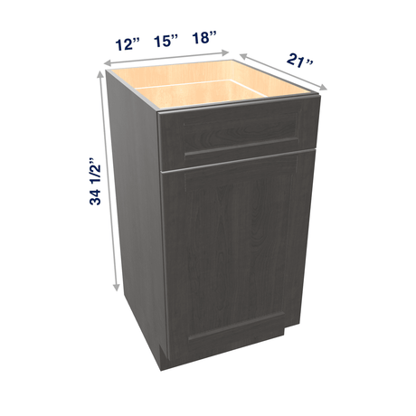 Smoky-Grey Assembled Vanity Base Cabinet 1 Door 1 Drawer