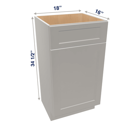 Misty-Grey Assembled Vanity 1 Door Sink Base with Drawer Front 18" Wide X 16" Depth