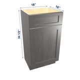 Smoky-Grey Assembled Vanity 1 Door Sink Base with Drawer Front 18" Wide X 16" Depth