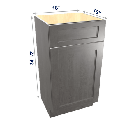 Smoky-Grey Assembled Vanity 1 Door Sink Base with Drawer Front 18" Wide X 16" Depth