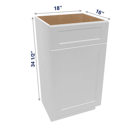 Luxor-White Assembled Vanity 1 Door Sink Base with Drawer Front 18" Wide X 16" Depth