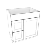 Smoky-Grey Assembled Vanity Combination Base Cabinet with 1 Door 2 Drawers Left or Right