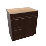 Espresso Assembled Vanity Combination Base Cabinet with 1 Door 2 Drawers Left or Right