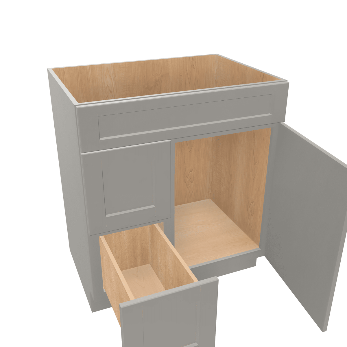 Misty-Grey Assembled Vanity Combination Base Cabinet with 1 Door 2 Drawers Left or Right