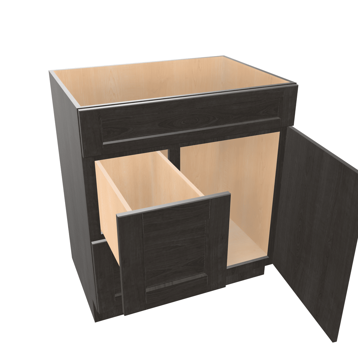 Smoky-Grey Assembled Vanity Combination Base Cabinet with 1 Door 2 Drawers Left or Right