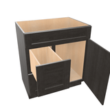 Smoky-Grey Assembled Vanity Combination Base Cabinet with 1 Door 2 Drawers Left or Right