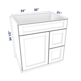 Smoky-Grey Assembled Vanity Combination Base Cabinet with 1 Door 2 Drawers Left or Right