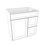Smoky-Grey Assembled Vanity Combination Base Cabinet with 1 Door 2 Drawers Left or Right