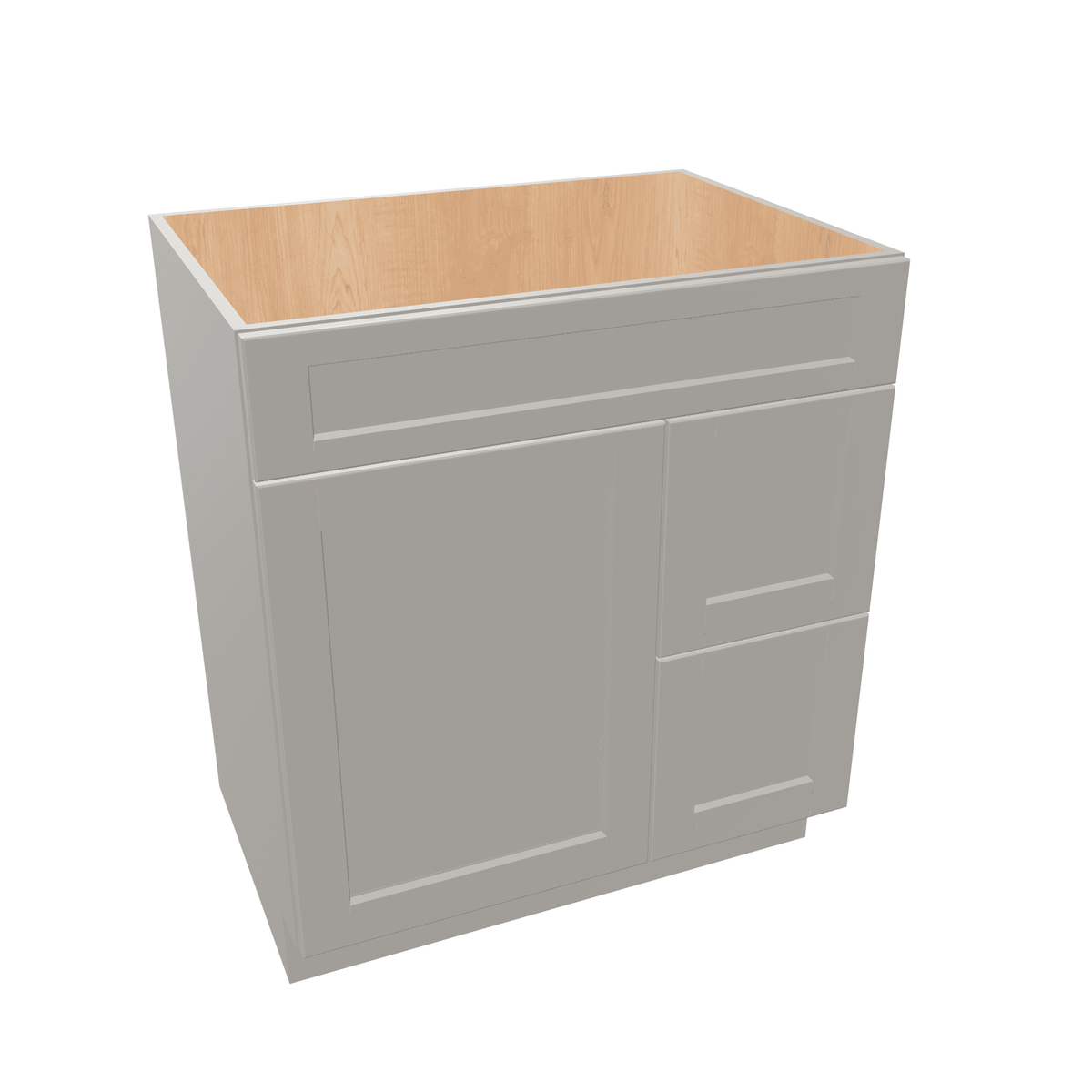 Misty-Grey Assembled Vanity Combination Base Cabinet with 1 Door 2 Drawers Left or Right