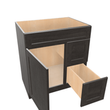 Smoky-Grey Assembled Vanity Combination Base Cabinet with 1 Door 2 Drawers Left or Right