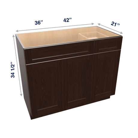 Espresso Assembled Vanity Combination Base Cabinets 36" - 42" Wide 1 Drawer Right