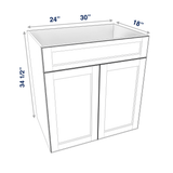 Smoky-Grey Assembled Vanity 2 Door Sink Base with Drawer Front 18" Deep