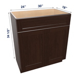 Espresso Assembled Vanity 2 Door Sink Base with Drawer Front 18" Deep
