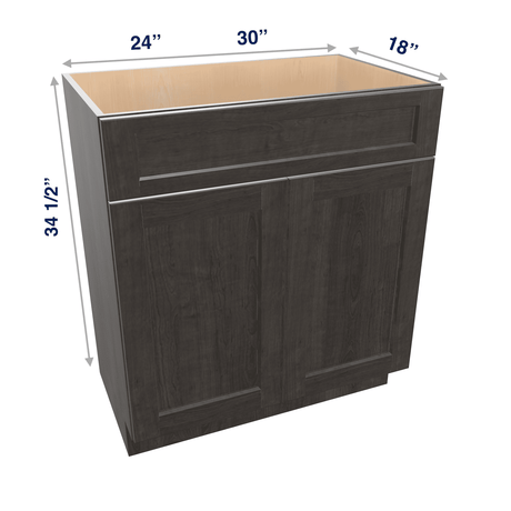 Smoky-Grey Assembled Vanity 2 Door Sink Base with Drawer Front 18" Deep