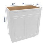 Luxor-White Assembled Vanity 2 Door Sink Base with Drawer Front 18" Deep