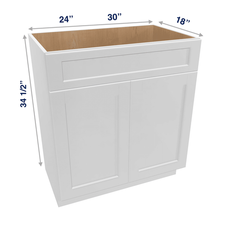Luxor-White Assembled Vanity 2 Door Sink Base with Drawer Front 18" Deep
