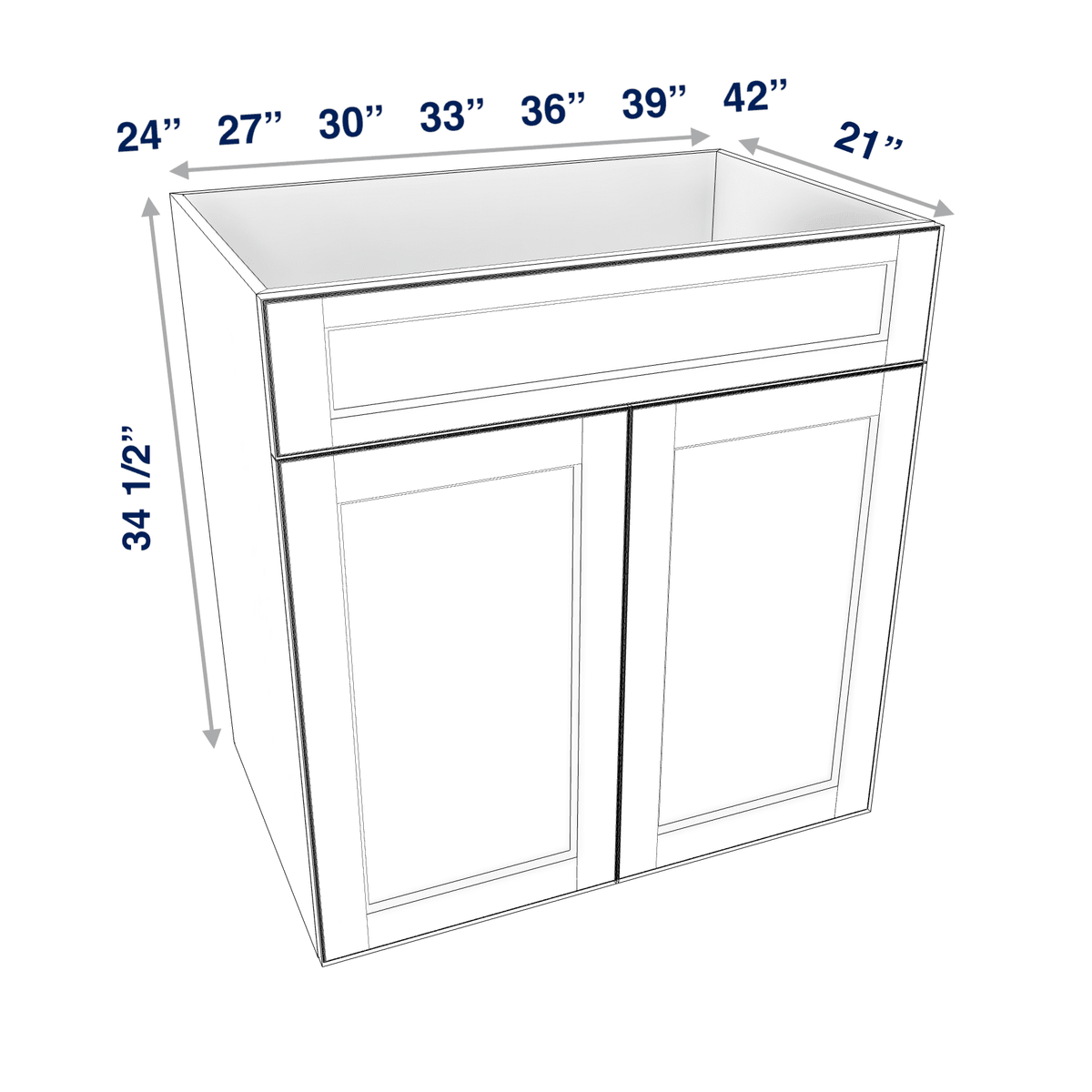 Smoky-Grey Assembled Vanity 2 Door Sink Base with Drawer Front