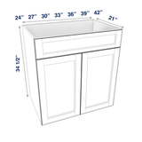 Smoky-Grey Assembled Vanity 2 Door Sink Base with Drawer Front