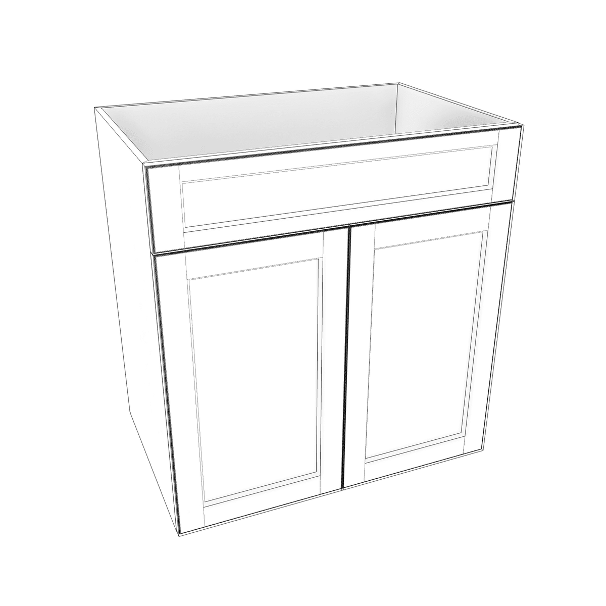 Smoky-Grey Assembled Vanity 2 Door Sink Base with Drawer Front