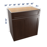 Espresso Assembled Vanity 2 Door Sink Base with Drawer Front