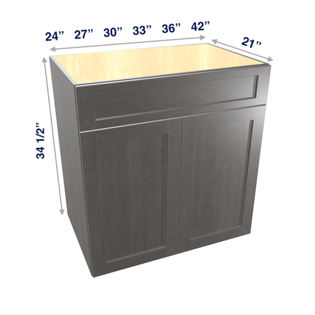Smoky-Grey Assembled Vanity 2 Door Sink Base with Drawer Front
