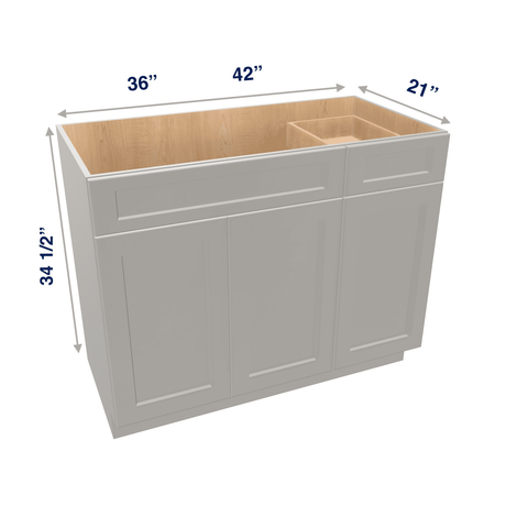 Misty-Grey Assembled Vanity Combination Base Cabinets 36" - 42" Wide 1 Drawer Right