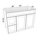 Smoky-Grey Assembled Vanity Combination Base Cabinet with 2 Doors 2 Drawers Left or Right