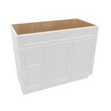 Luxor-White Assembled Vanity Combination Base Cabinet with 2 Doors 2 Drawers Left or Right