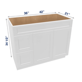 Luxor-White Assembled Vanity Combination Base Cabinet with 2 Doors 2 Drawers Left or Right
