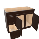 Espresso Assembled Vanity Combination Base Cabinet with 2 Doors 2 Drawers Left or Right