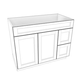 Smoky-Grey Assembled Vanity Combination Base Cabinet with 2 Doors 2 Drawers Left or Right
