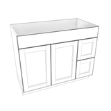 Smoky-Grey Assembled Vanity Combination Base Cabinet with 2 Doors 2 Drawers Left or Right