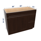 Espresso Assembled Vanity Combination Base Cabinet with 2 Doors 2 Drawers Left or Right