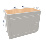 Misty-Grey Assembled Vanity Combination Base Cabinet with 2 Doors 2 Drawers Left or Right