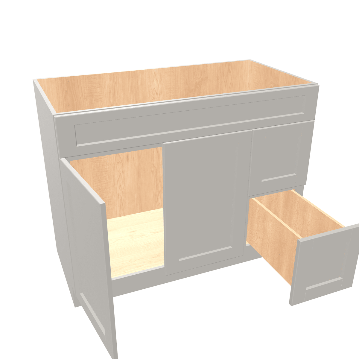 Misty-Grey Assembled Vanity Combination Base Cabinet with 2 Doors 2 Drawers Left or Right